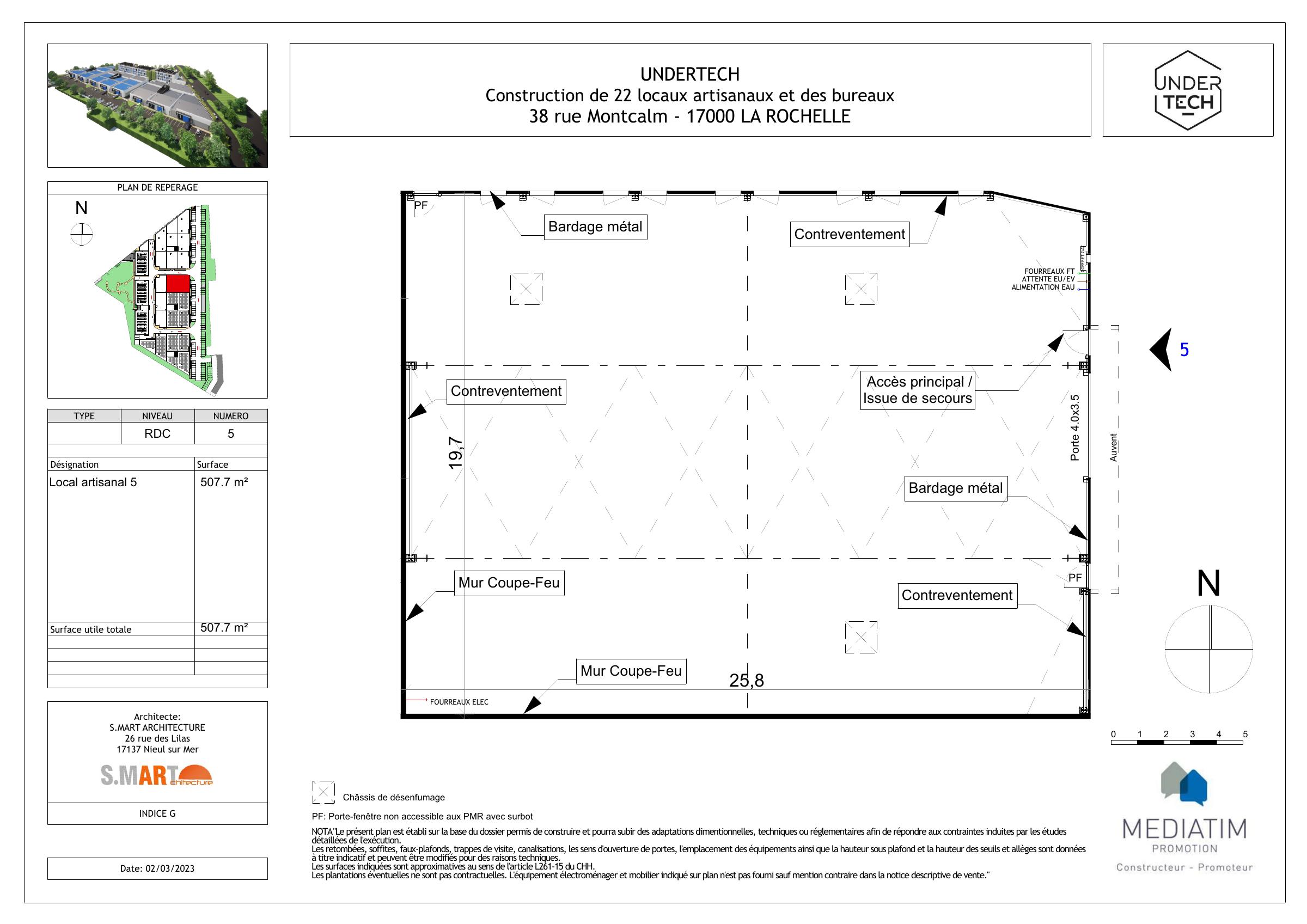 Plan de vente du Local 5 UNDERTECH : implantation et accès — rez-de-chaussée