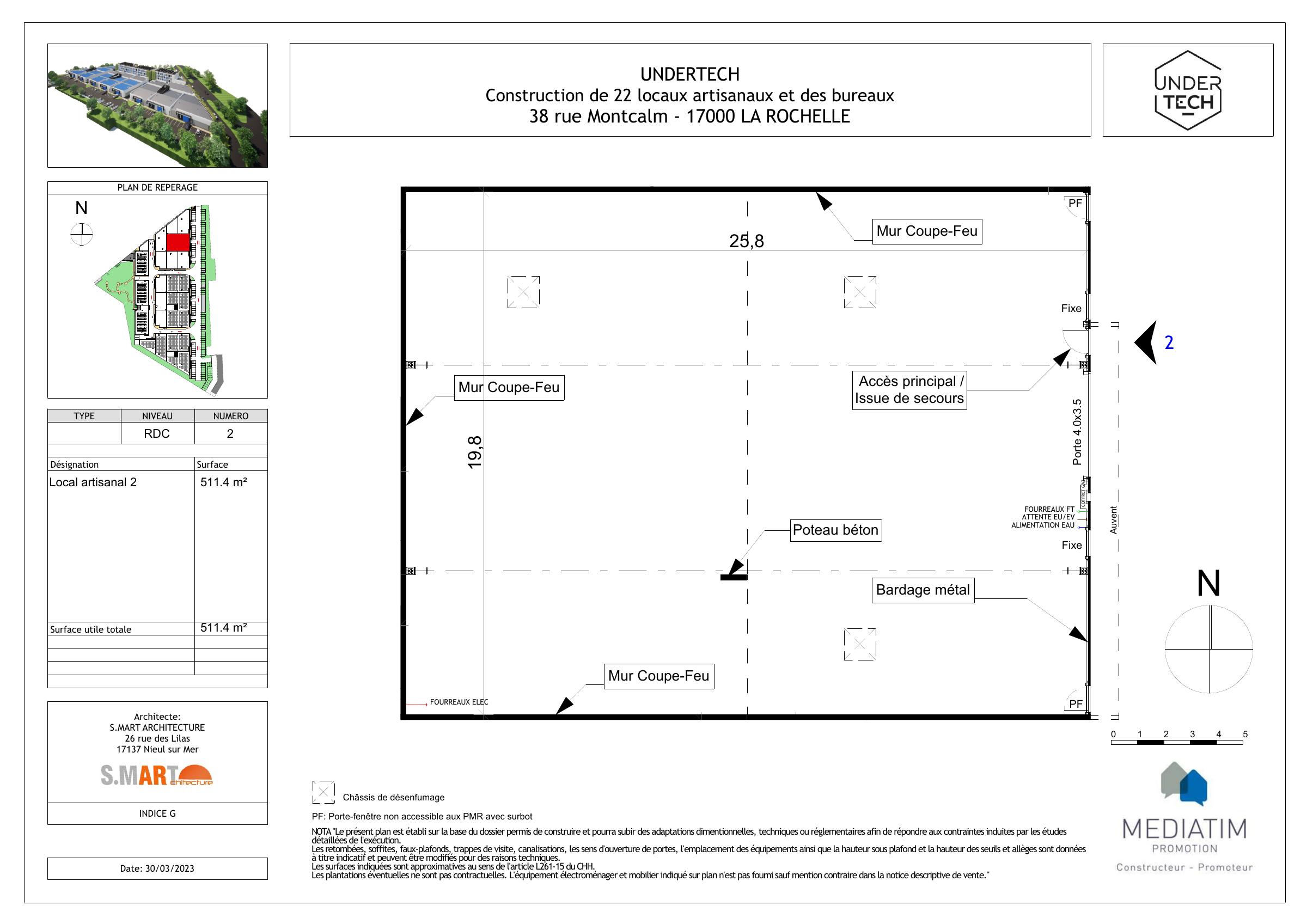 Plan de vente du Local 2 UNDERTECH : implantation et accès — rez-de-chaussée